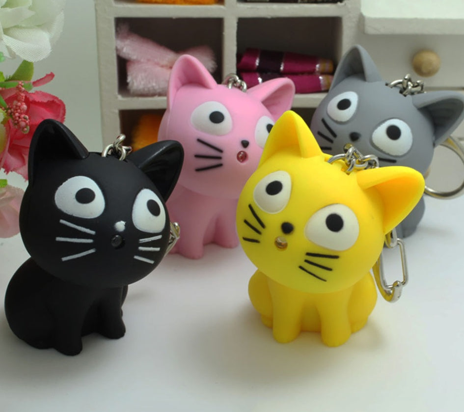 Exquisite creative goods LED cheese cat vocal glow car bag key ring pendant gift