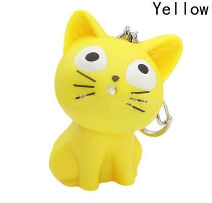 Exquisite creative goods LED cheese cat vocal glow car bag key ring pendant gift