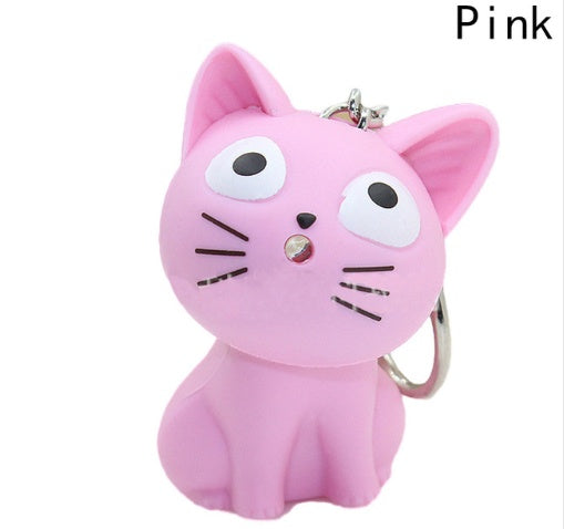 Exquisite creative goods LED cheese cat vocal glow car bag key ring pendant gift