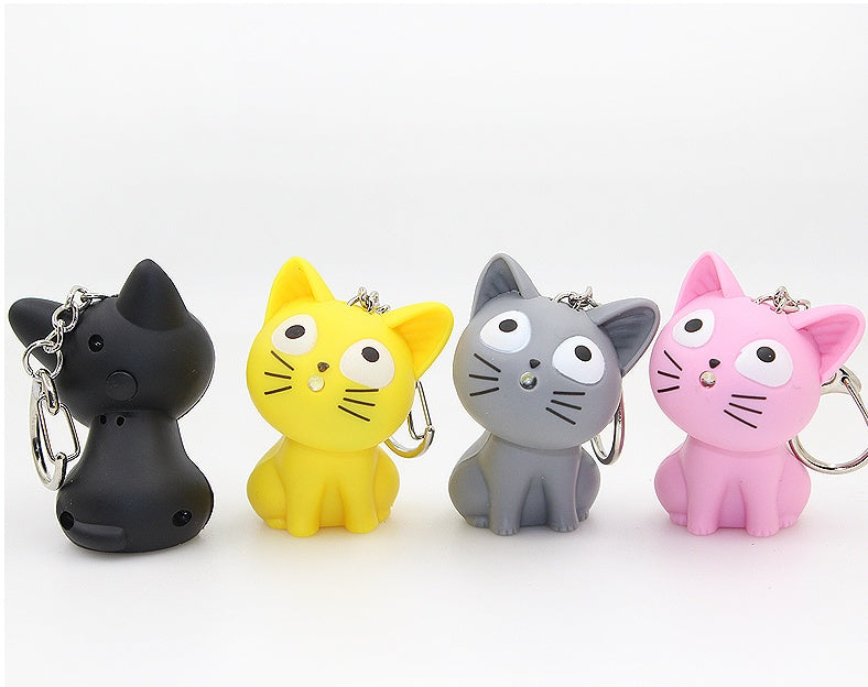 Exquisite creative goods LED cheese cat vocal glow car bag key ring pendant gift