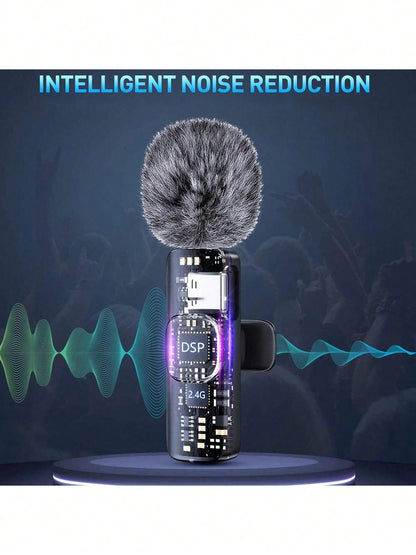 Wireless Professional  Lavalier Microphone for Smartphones,Wireless Microphone Plug-Play,Lapel Mic for Video Recording,Teaching, Interviews,Podcast,Cordless Omnidirectional Condenser Recording Mic for Vlog