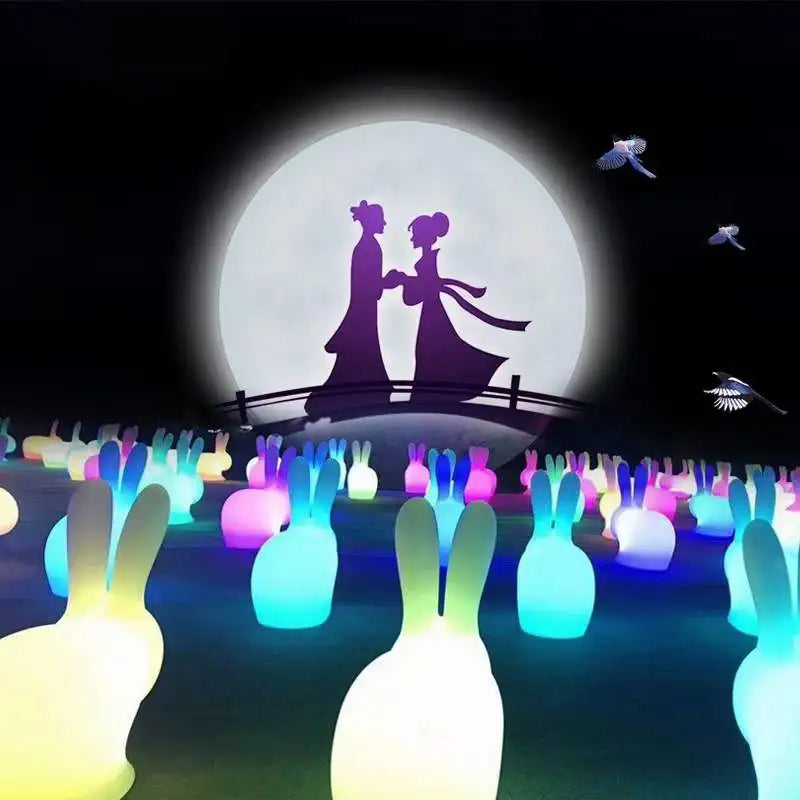 Customized Outdoor LED Rabbit Night Light Cute Chang'E Flying Moon Park Landscape Festival Celebration Lamp for Christmas