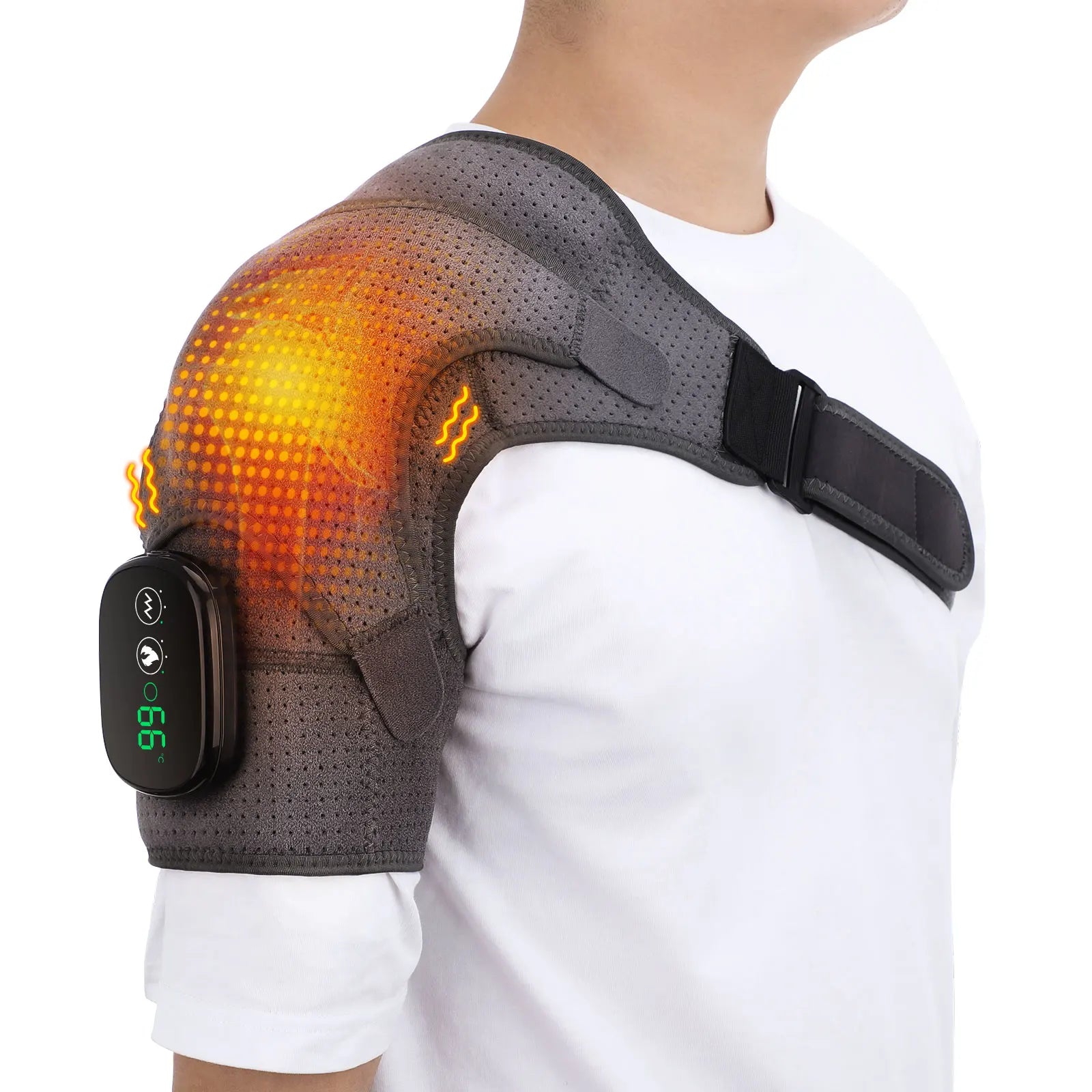 Electric Heating Shoulder Brace LED Display Vibration Shoulder Massage Support Belt Strap for Joint Brace Care Muscle Relaxation