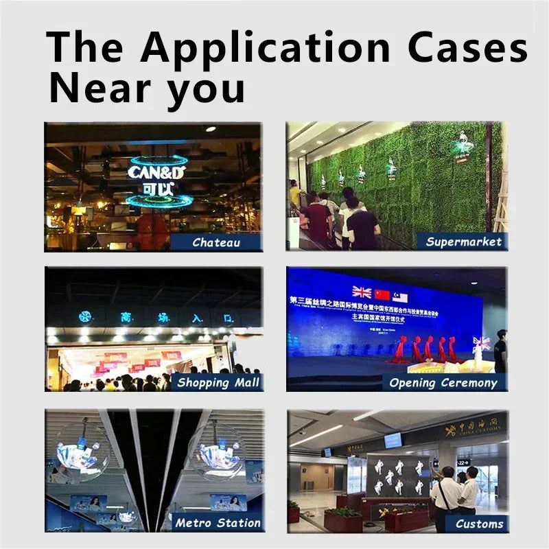 3D Holographic LED Fan Display for Advertising/Shop/Wedding High Brightness Custom Logo DIY Projector (42CM/52CM/56CM/65CM)