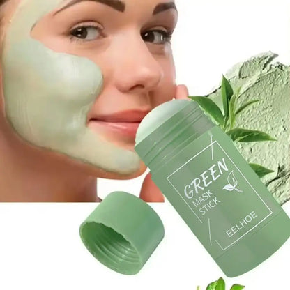 Green Tea Eggplant Solid Mask Deep Cleansing Oil Control Balance Antioxidan Shrink Pores Remove Blackheads Refreshing Mud Mask