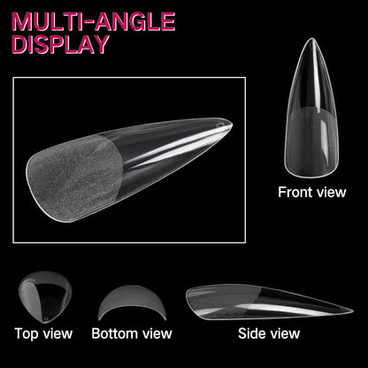 Stiletto Nail Tips 120 PCS Clear False Nails Artificial Full Cover 12 Size Acrylic Press on Nails for Nail Extension Nail Salon