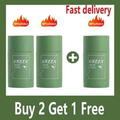 Green Tea Eggplant Solid Mask Deep Cleansing Oil Control Balance Antioxidan Shrink Pores Remove Blackheads Refreshing Mud Mask