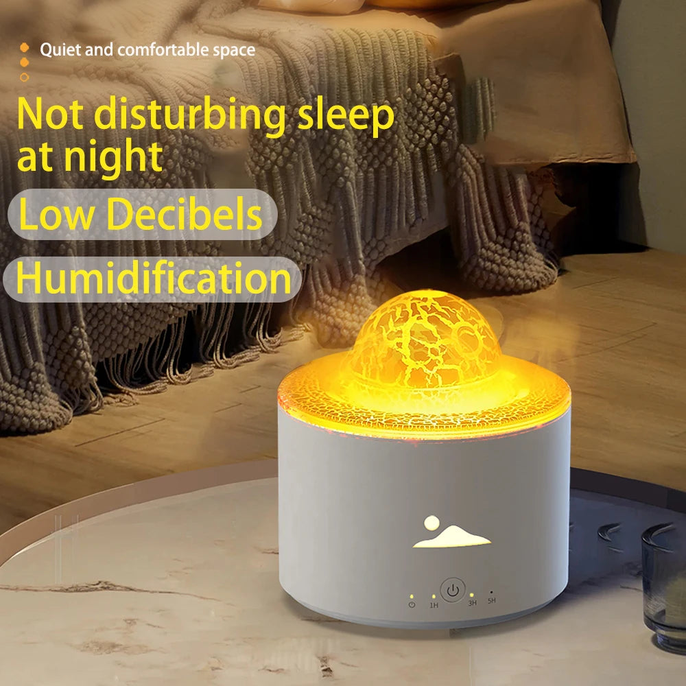 Fire Aroma Volcano Diffuser Essential Oils for Home Colorful Light Jellyfish Ring Flame Diffuser Air Humidifier Planet Fireball