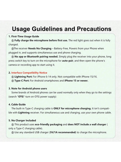 Wireless Professional  Lavalier Microphone for Smartphones,Wireless Microphone Plug-Play,Lapel Mic for Video Recording,Teaching, Interviews,Podcast,Cordless Omnidirectional Condenser Recording Mic for Vlog