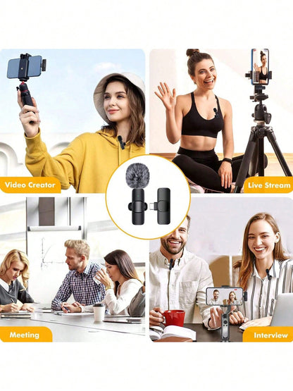 Wireless Professional  Lavalier Microphone for Smartphones,Wireless Microphone Plug-Play,Lapel Mic for Video Recording,Teaching, Interviews,Podcast,Cordless Omnidirectional Condenser Recording Mic for Vlog