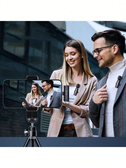 Wireless Professional  Lavalier Microphone for Smartphones,Wireless Microphone Plug-Play,Lapel Mic for Video Recording,Teaching, Interviews,Podcast,Cordless Omnidirectional Condenser Recording Mic for Vlog